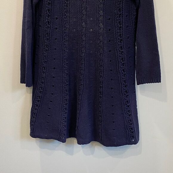 Anthropologie Angel Of The North Shawl Collar Navy Blue Open Cardigan - Picture 6 of 7